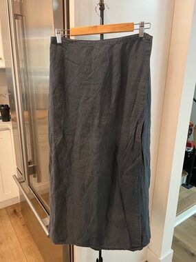 CP Shades Charcoal Midi Skirt linen elastic waist on back. Sz M